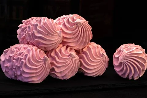 Cranberry marshmallows or marshmallows with a cup of tea. Natural Dietary Mar Stock Photos