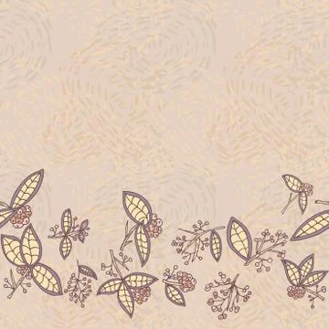 Cranberry vector border pattern with leaves and berries. 스톡 일러스트