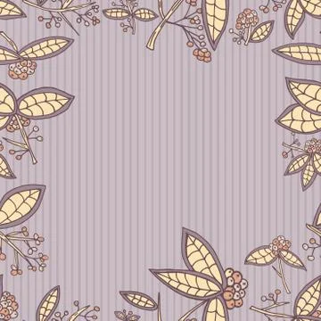 Cranberry vector border pattern with leaves and berries. Stock Illustration