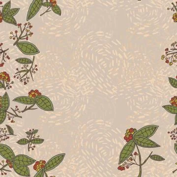 Cranberry vector border pattern with leaves and berries. Illustrazione stock