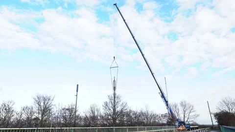 Crane 5G Mast Installation Video stock 167499555