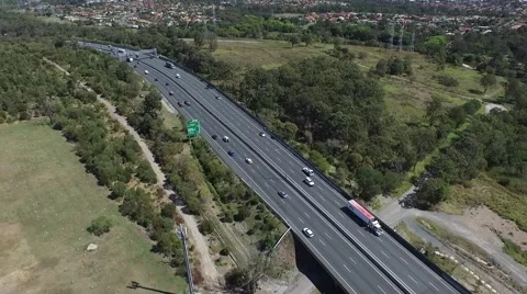 Crane up aerial of Motorway Queensland Stock Footage 57251653
