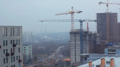 Crane and building construction. Video stock 61608408