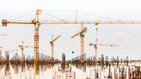 Crane and building construction site. Stock Footage 150607656