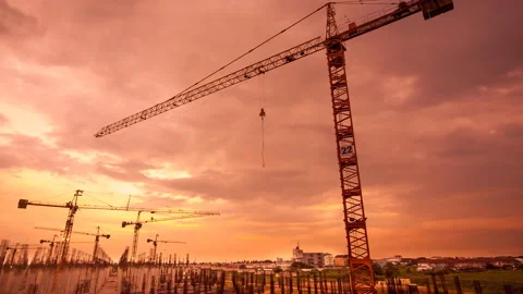 Crane and building construction site. Stock Footage 150607660
