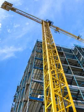 Crane and building under construction Stock Photos
