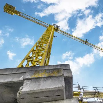 Crane and building under construction Stock Photos