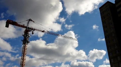 Crane and clouds moving timelapse Stock Footage 28113023