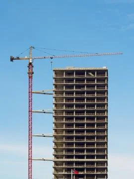 Crane and construction of a building Stock Photos