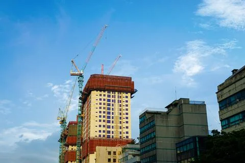 Crane and Construction Work Landscape Stock Photos