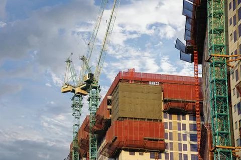 Crane and Construction Work Landscape Stock Photos