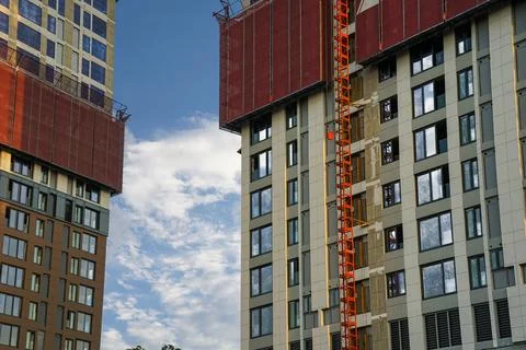 Crane and Construction Work Landscape Stock-Fotos