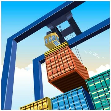 Crane and containers Stock Illustration