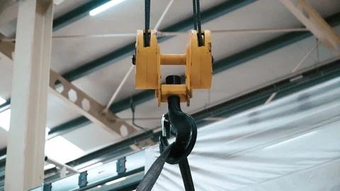 Crane and hook. Hook a crane old rusty yellow color 스톡 동영상 128934589