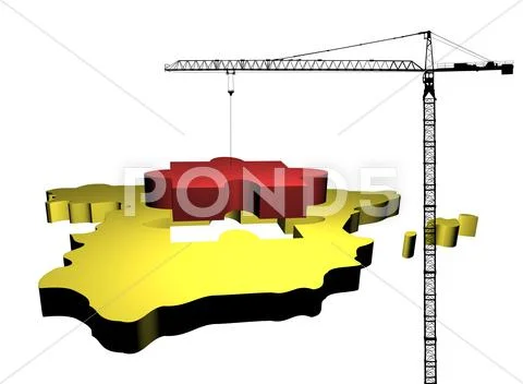 Crane and map of spain Stock Illustration