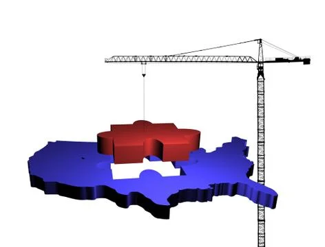 Crane and map of usa Stock Illustration