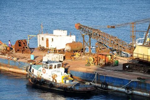 Crane and ship Stock Photos