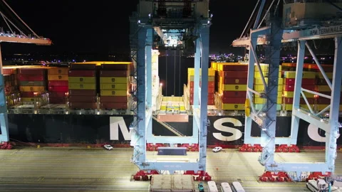 Crane and Shipping Container Stock Footage 186387270