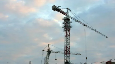 Crane and sky construction time lapse. Stock Footage