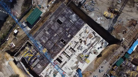Crane and worker on construction site Stock Footage 168570141