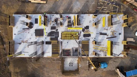 Crane and workers on the construction Stock-Footage 241486627