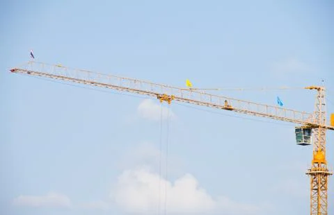 Crane and workers at construction Stock Photos