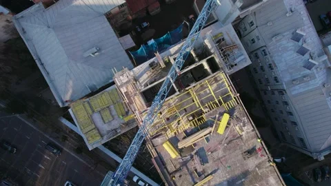 Crane And Workers On Construction Site Stock Footage 168551862