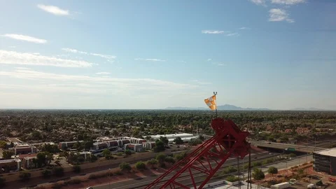 Crane arm inspection by drone 動画素材 92965956
