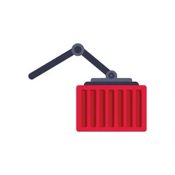 Crane arm is lifting a red intermodal container Stock Illustration