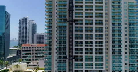 Crane attached to Broadway One Tower in Miami Stock Footage 157390782