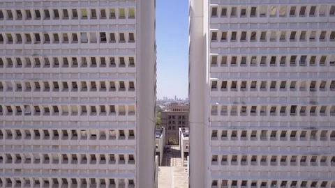 Crane up between building Stock Footage 86033595