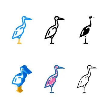 Crane bird color icon range vector Stock Illustration