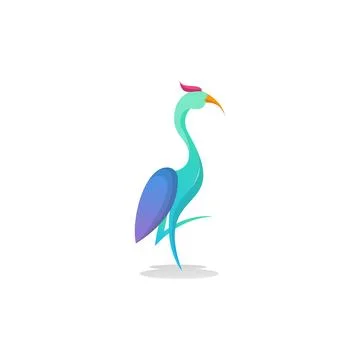 Crane Bird Logo Vector Design Template Stock Illustration