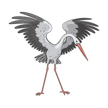 Crane bird in realistic style, high quality detail. Vector illustration Stock Illustration