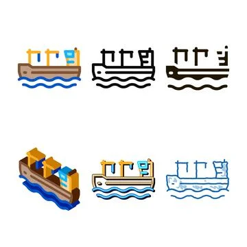 Crane on boat icon vector edition outline Ilustración de archivo