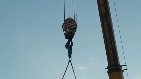 Crane Boom Moving Left to Right with Hook Visible Stock Footage 321621931