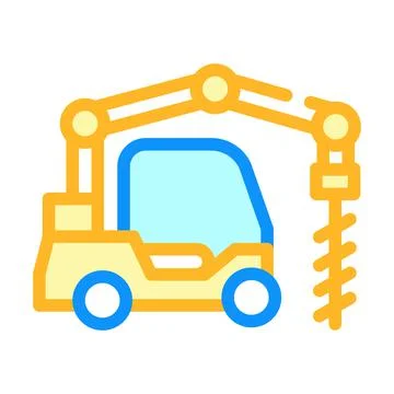 Crane-boring machine color icon vector isolated illustration Illustrazione stock