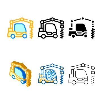 Crane boring machine color icon vector isolated range Stock Illustration