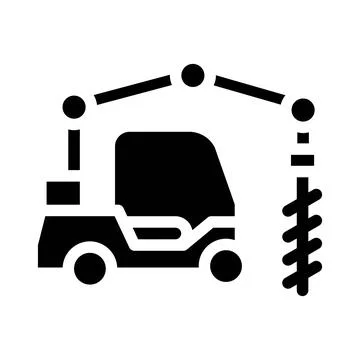 Crane-boring machine glyph icon vector isolated illustration Stock Illustration