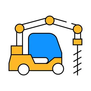 Crane-boring machine icon color illustration 스톡 일러스트