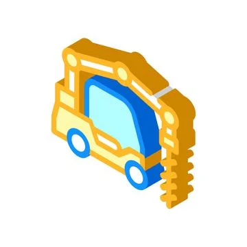 Crane-boring machine isometric icon vector isolated illustration Stock Illustration