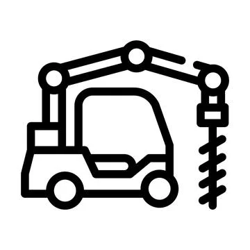 Crane-boring machine line icon vector isolated illustration Illustrazione stock