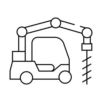 Crane-boring machine line icon vector isolated illustration Stock Illustration