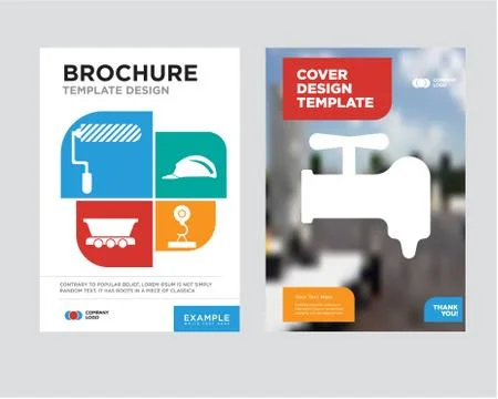 Crane brochure flyer design template Stock Illustration