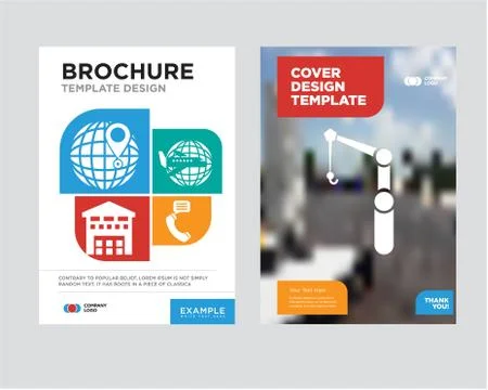 Crane brochure flyer design template Stock Illustration