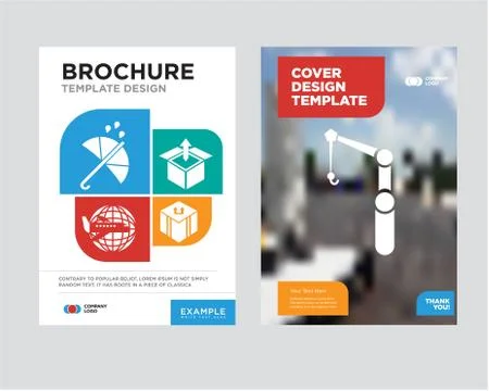 Crane brochure flyer design template Stock Illustration