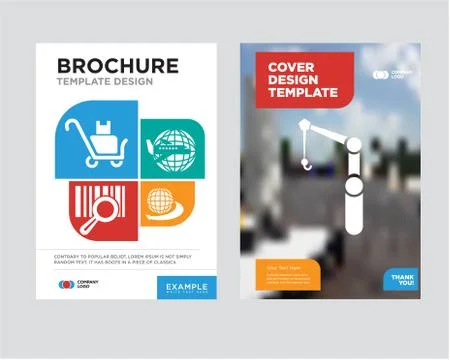 Crane brochure flyer design template Stock Illustration