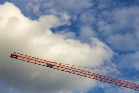 Crane building clouds   industry background wallpaper  blue Fotos de archivo
