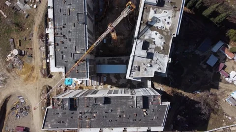 Crane On The Building Construction Aerial Stock Footage 168956095