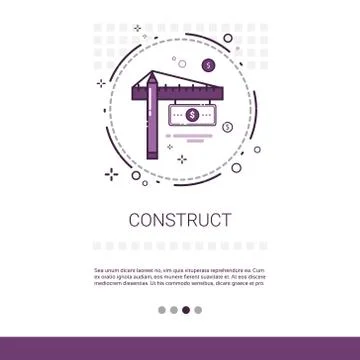 Crane Building Construction Engineering Web Banner With Copy Space Ilustración de archivo